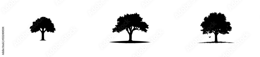 Fototapeta premium A contemporary hand-drawn depiction of a tree on a white backdrop. Rain tree design