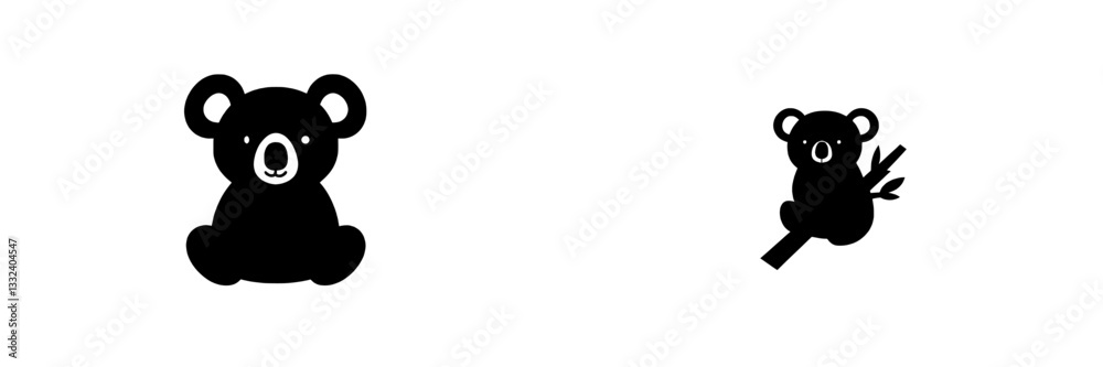 Isolated modern koala outline on a pristine white backdrop Isolated modern koala outline on a pristine white backdrop