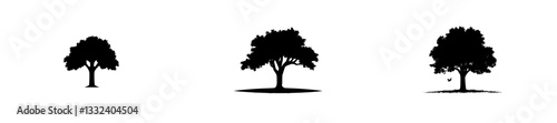 A contemporary hand-drawn depiction of a tree on a white backdrop. Rain tree design
