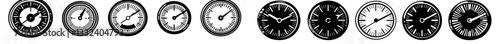 Icon Pack of Speedometer Line Symbols for Graphic Design, Web, Apps, Advertisements, and Multiple Card Types