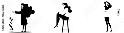 A woman is depicted holding a lengthy paper document, which appears to be a financial bill, alongside a large receipt detailing various expenses and a cheque scroll resembling a shopping list, all