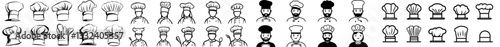 A set of chef hats contour icons is available, featuring funny retro kitcheners caps in various shapes