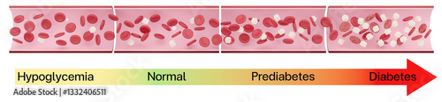 Tableau sur toile Blood sugar levels from hypoglycemia to diabetes