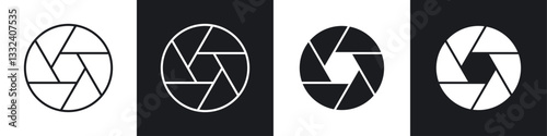Aperture icon symbol collection on white background.