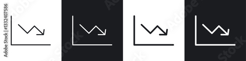 Arrow trend-down icon symbol collection on white background.