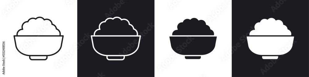 Bowl rice icon symbol collection on white background. Bowl rice icon symbol collection on white background.