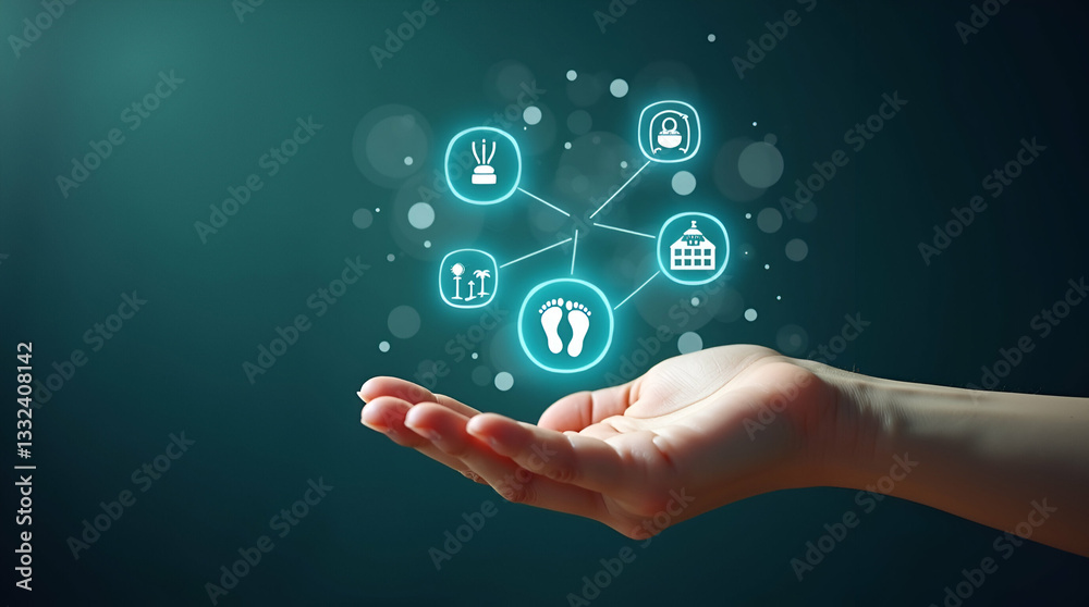Flat Hand Holographic Interface: Visualizing Carbon Footprint & Renewable Energy for Sustainability Flat Hand Holographic Interface: Visualizing Carbon Footprint & Renewable Energy for Sustainability