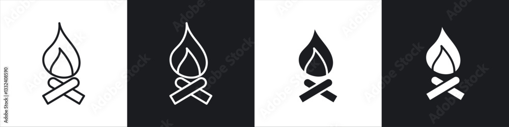Campfire icon symbol collection on white background. Campfire icon symbol collection on white background.