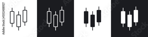 Chart candlestick icon symbol collection on white background.