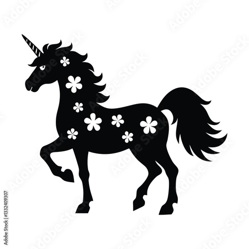 St. Patrick's Day Unicorn with Shamrock Clover Illustration