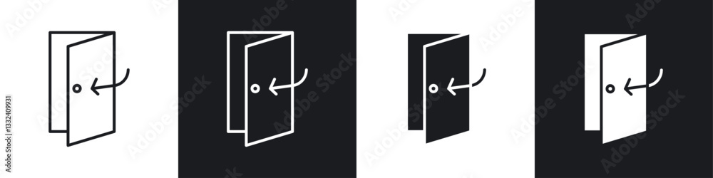 Door closed icon symbol collection on white background.