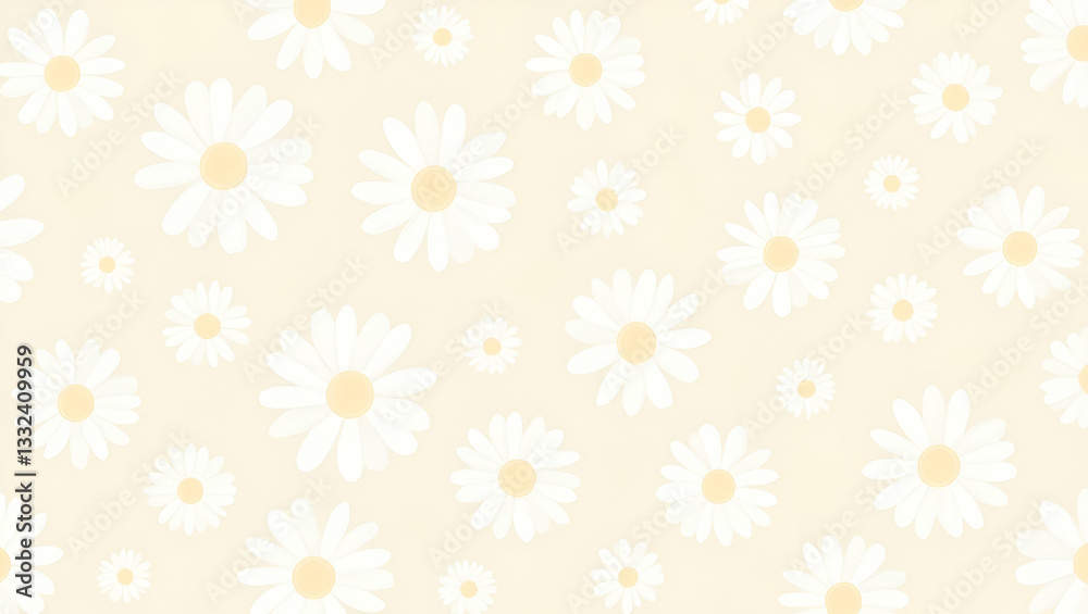Minimalistic Scandinavian Daisy Seamless Tile Pattern: Cute Vector Illustration in Neutral Tones for Clean, Airy Spaces - Perfect for Modern Interior Design Minimalistic Scandinavian Daisy Seamless Tile Pattern: Cute Vector Illustration in Neutral Tones for Clean, Airy Spaces - Perfect for Modern Interior Design