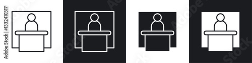 Exhibitor icon symbol collection on white background.