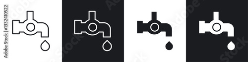 Faucet drip icon symbol collection on white background.