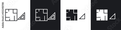 Floor plan icon symbol collection on white background.