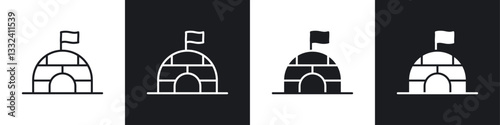 Igloo icon symbol collection on white background.