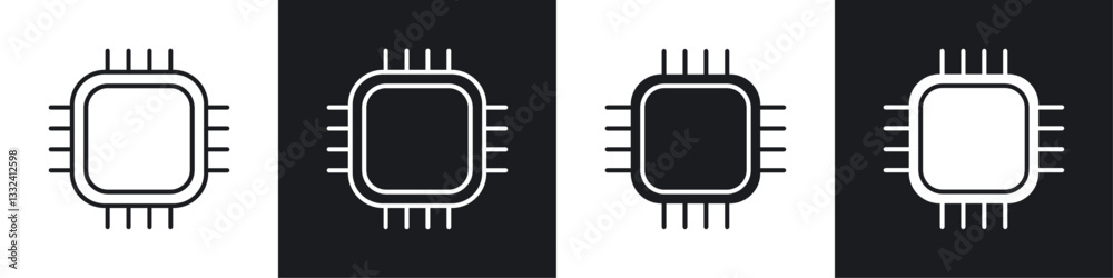 Microchip icon symbol collection on white background. Microchip icon symbol collection on white background.