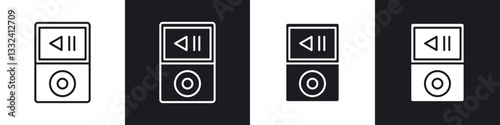 Mp3 player icon symbol collection on white background.