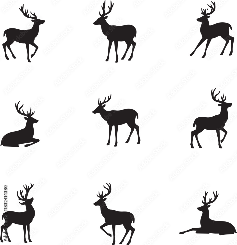 Deer silhouette vector icons collection
Deer silhouette vector icons collection