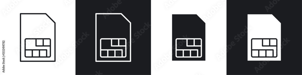 Sim card icon symbol collection on white background. Sim card icon symbol collection on white background.