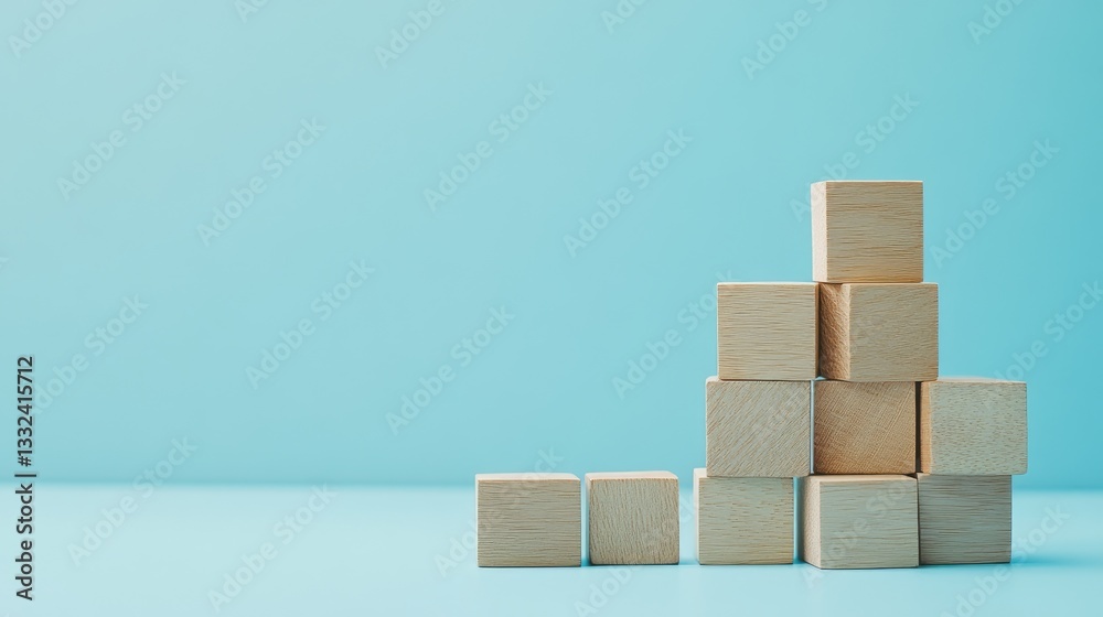 Conceptual sneak peek symbol with blue background and wooden blocks, blank space included. Conceptual sneak peek symbol with blue background and wooden blocks, blank space included.