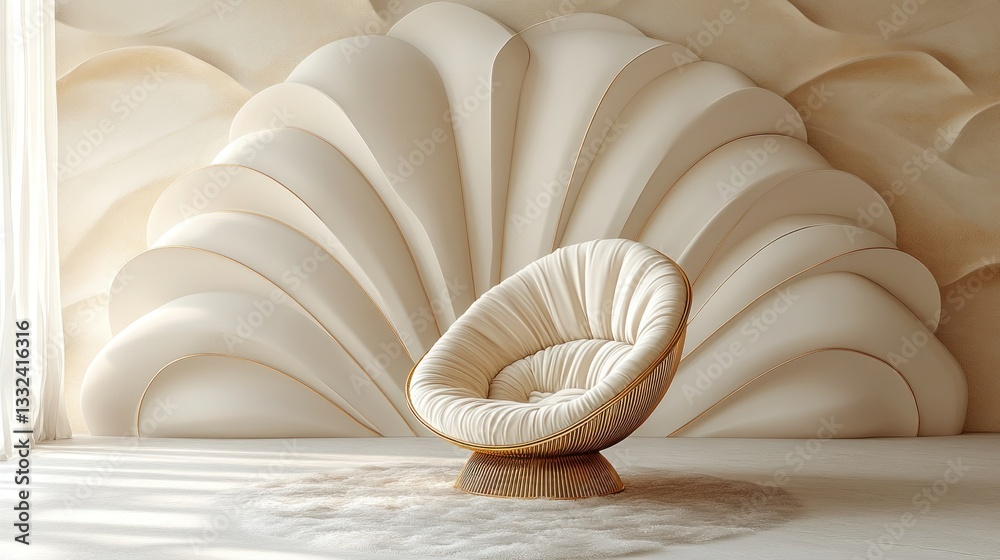 Obraz premium Cream-colored, stylish armchair in a serene room