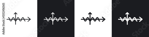 Wave sine icon symbol collection on white background.
