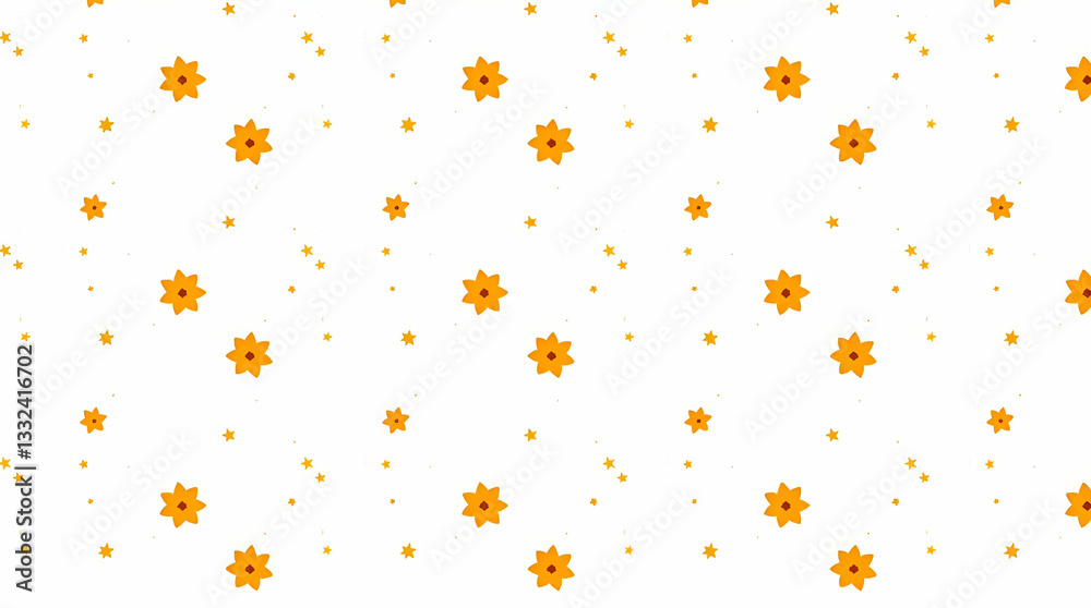 Celestial Calendula & Stars Pattern for Night Textiles Branding Celestial Calendula & Stars Pattern for Night Textiles Branding