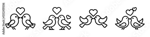 lovebirds icon, lovebirds line art - simple line art of lovebirds, perfect for lovebirds logos and icons