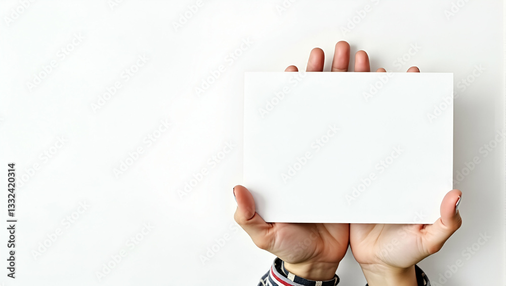 Obraz premium A Woman's Hand Holding Blank Paper: Symbolizing Creativity and Potential in Stock Photography