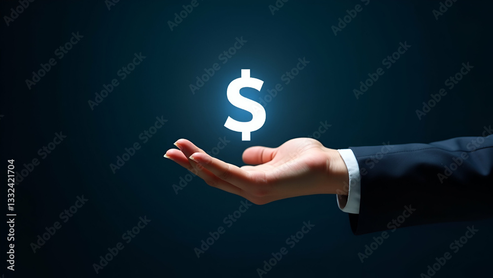 Flat Hand Showcasing Holographic Hedge Funds Symbol in Minimalist Design Flat Hand Showcasing Holographic Hedge Funds Symbol in Minimalist Design