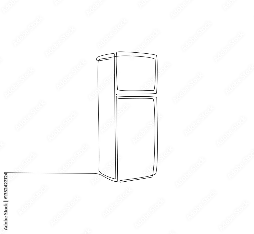Refrigerator continuous line. Continuous one line drawing of kitchen refrigerator. Kitchen equipment concept. single line drawing Refrigerator continuous line. Continuous one line drawing of kitchen refrigerator. Kitchen equipment concept. single line drawing