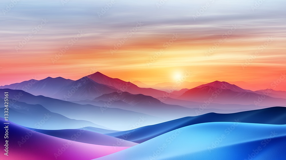 Vibrant Sunset Over a Colorful Mountain Range Vibrant Sunset Over a Colorful Mountain Range