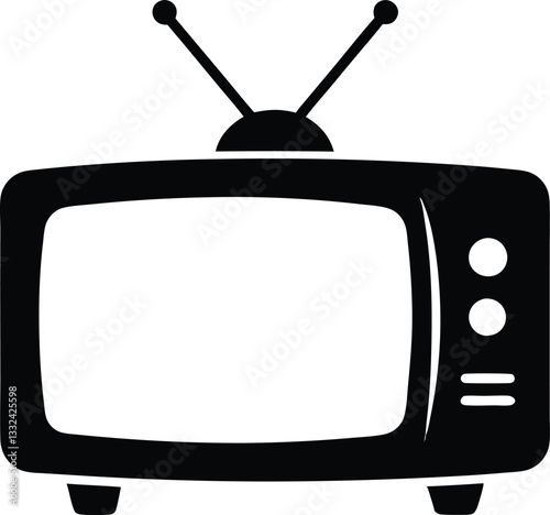Old television silhouette vector, tv icon vector