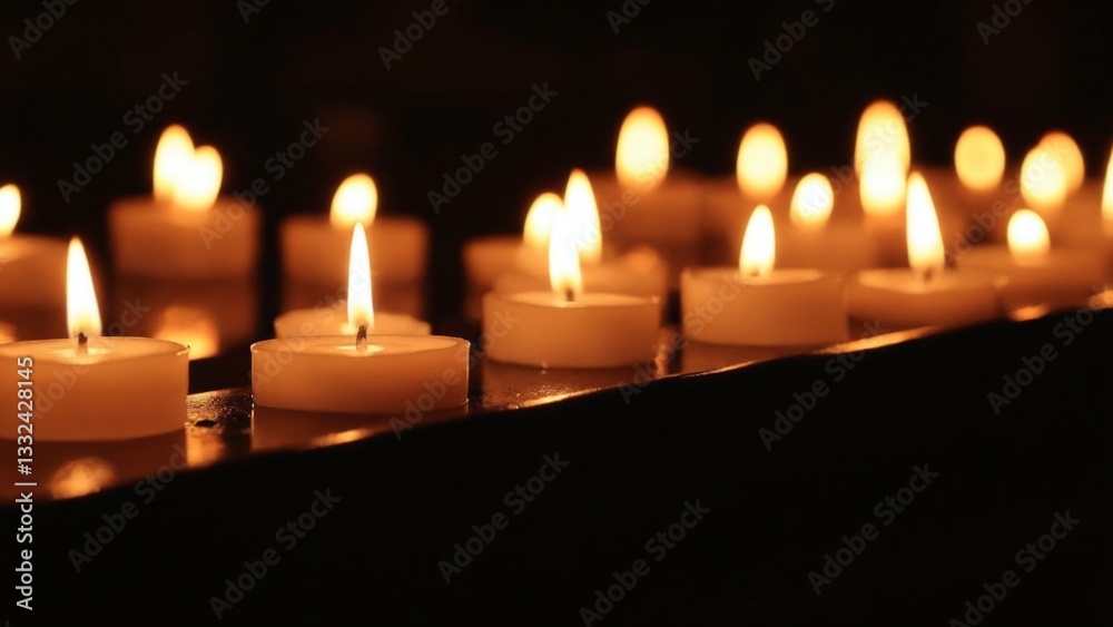 Glowing Candles Row of Lit Candles Warm Candlelight Peaceful Atmosphere Romantic Ambiance Spiritual Glowing Candles Row of Lit Candles Warm Candlelight Peaceful Atmosphere Romantic Ambiance Spiritual