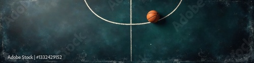 Blackboard with basketball play drawn in chalk, sport, school, play