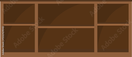 Basic Shelf with Large Shelves Vector. A simple and functional shelf featuring large, spacious shelves. Isolated on a white background, perfect for displaying or organizing items in any space.