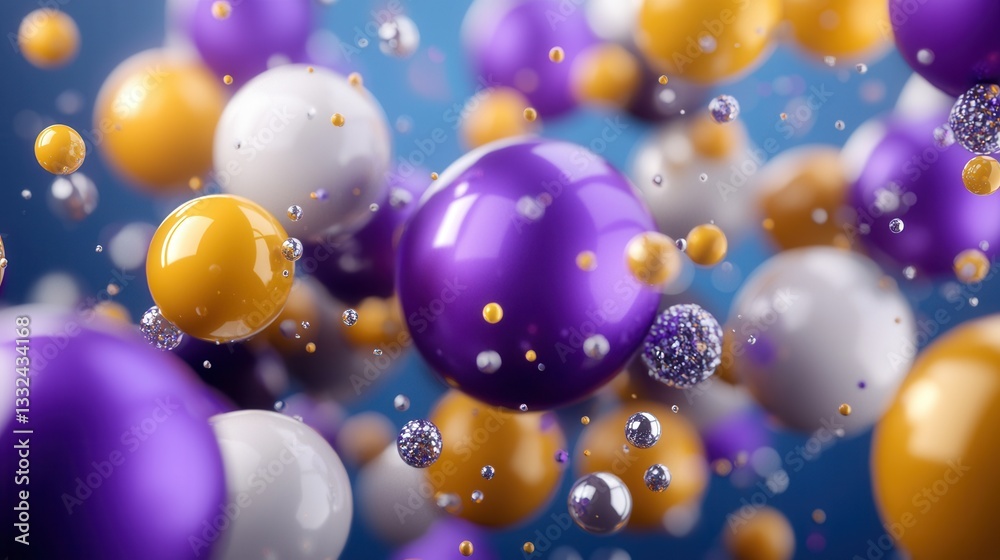 Vibrant colorful 3D abstract background with floating translucent spheres in a playful celebratory composition Vibrant colorful 3D abstract background with floating translucent spheres in a playful celebratory composition