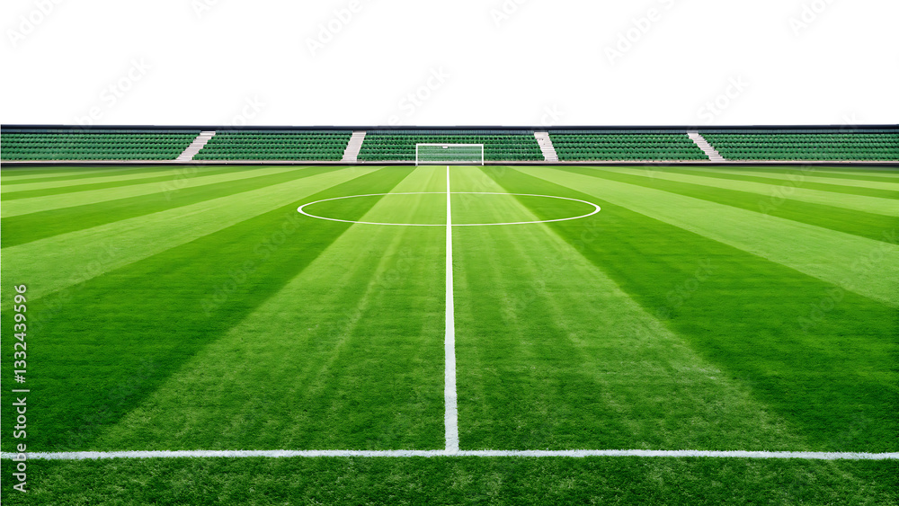 Obraz premium Empty soccer field with stadium in background
