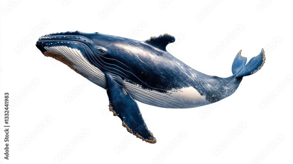 Majestic humpback whale swimming through water. Majestic humpback whale swimming through water.