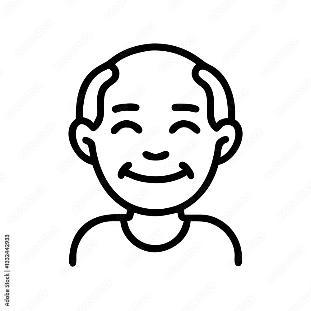 Simple black vector icon of a smiling old man Simple black vector icon of a smiling old man