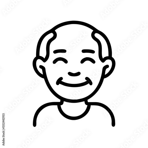 Simple black vector icon of a smiling old man