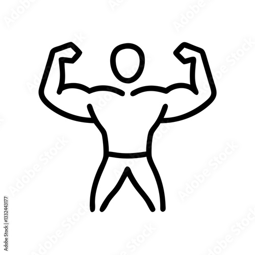 Simple black vector icon of a strongman