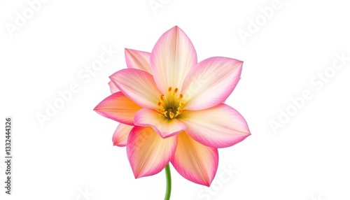 A single, vibrant bloom against a pure white backdrop, delicate, photography