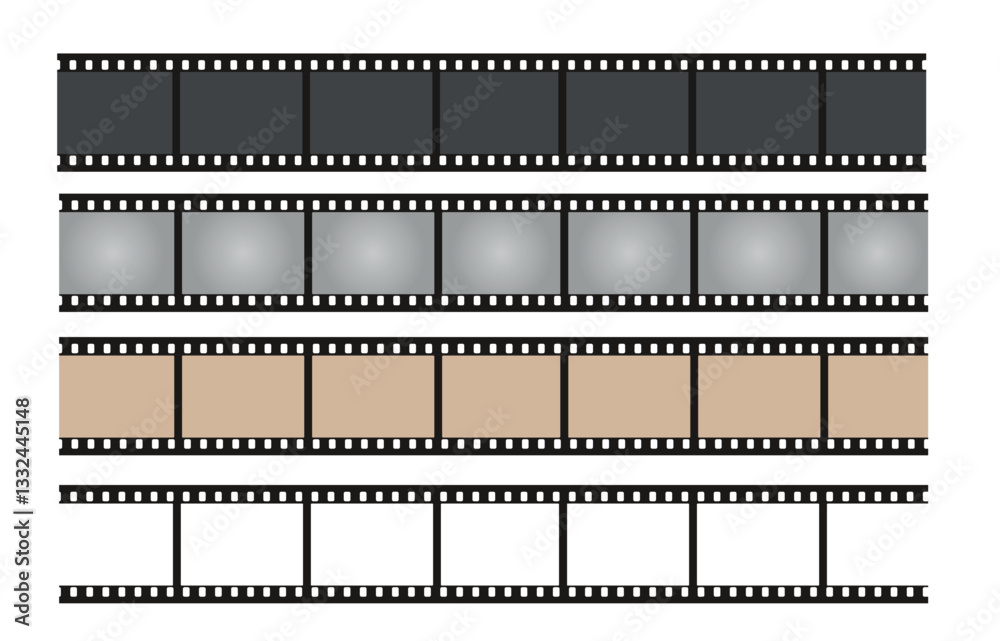 Vector pack of photographic analog films borders with barcodes. Vector illustration Vector pack of photographic analog films borders with barcodes. Vector illustration