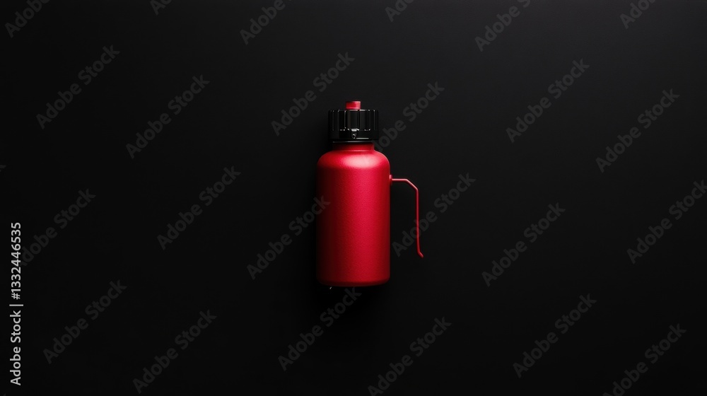 Obraz premium Stylish red water bottle on a black background