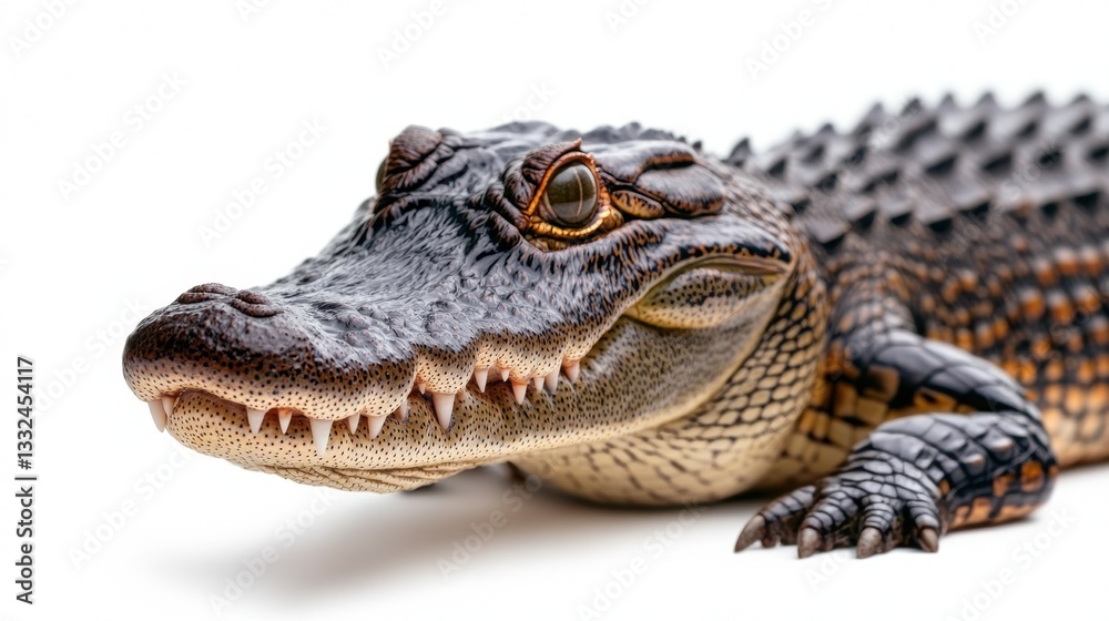 Fototapeta premium Close-up of an alligator on white background