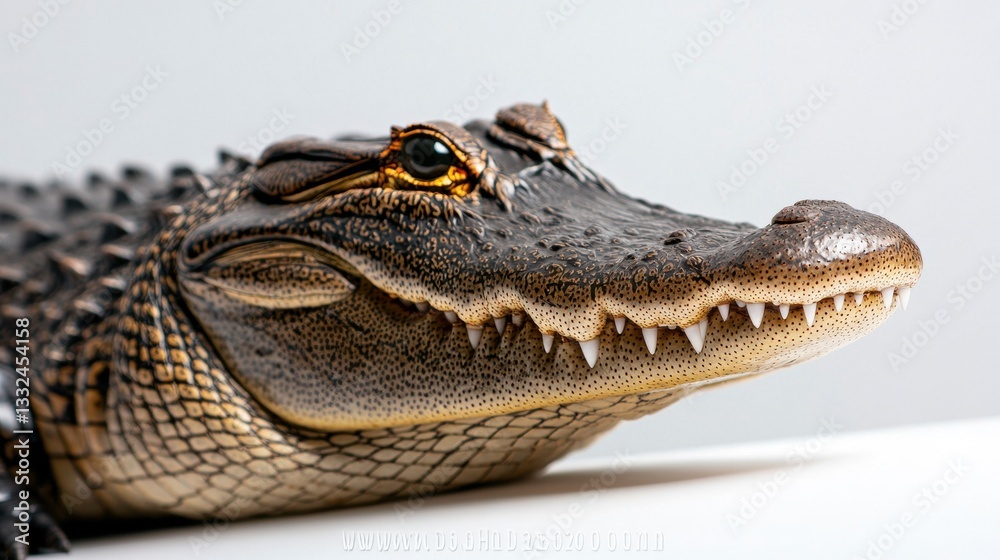 Obraz premium Close-up of an alligator's head and eyes.