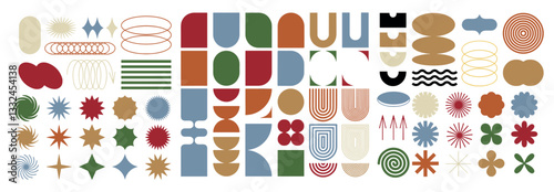 Artful arrangement of geometric shapes and colors in a modern design display