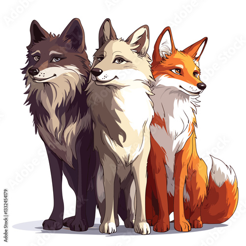 set of red fox